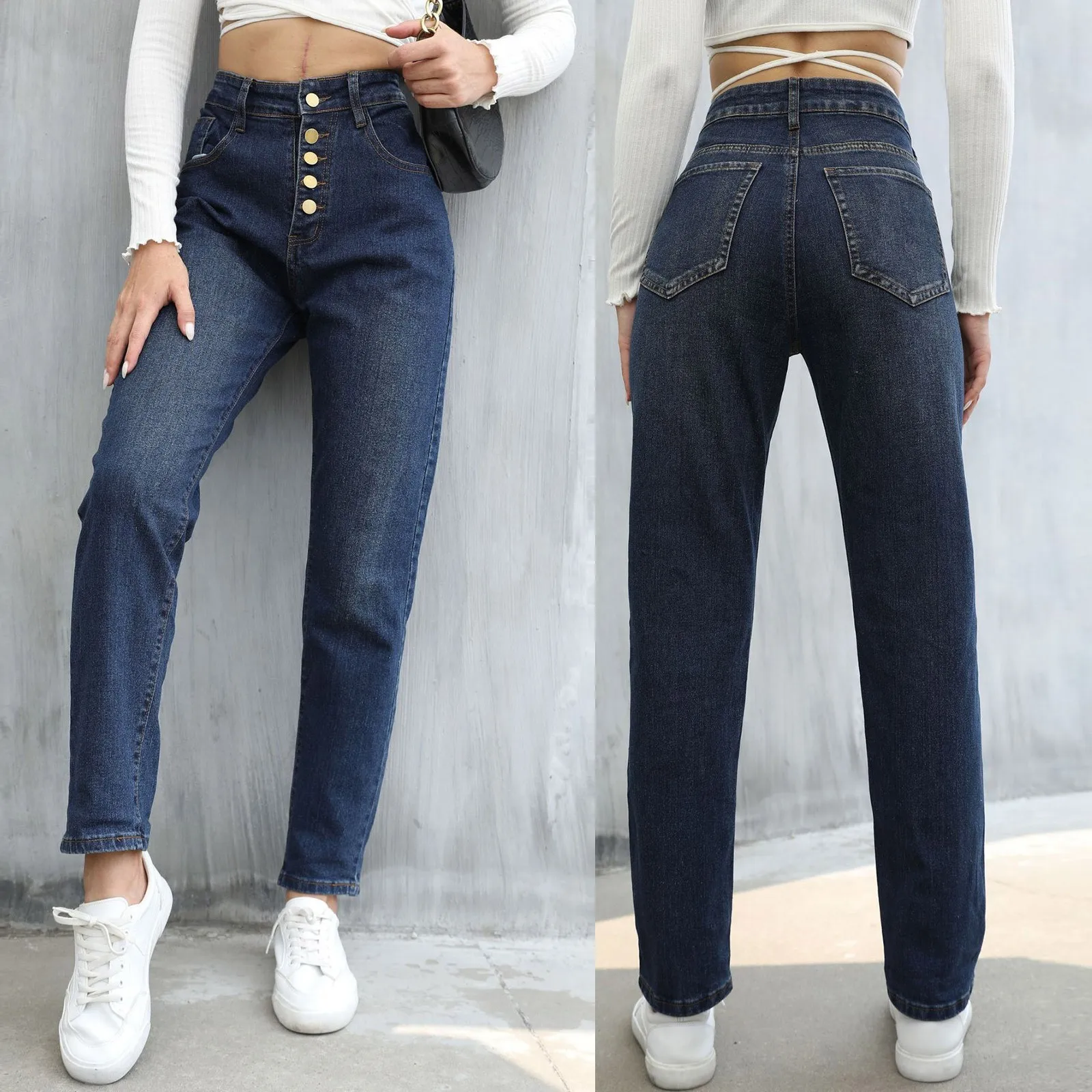 Women's Sexy Slim Fit Skinny Jeans British Style Fashion High Waist Five Buttons Straight Penetrant Pants Versatile Jeans Pants
Women's Sexy Slim Fit Skinny Jeans British Style Fashion High Waist Five Buttons Straight Penetrant Pants Versatile Jeans Pants