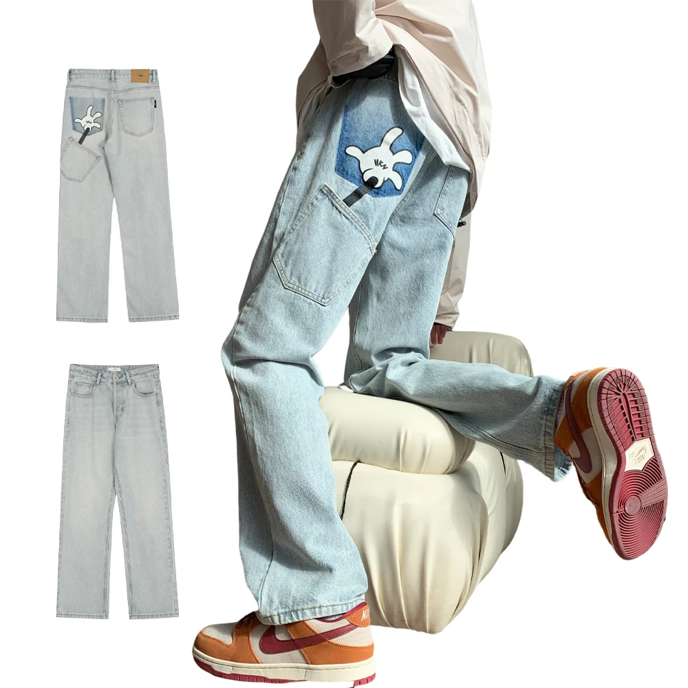 Забавные мужские джинсы с мультяшным принтом: Traf ZaraHomme Y2k, прямые мешковатые брюки, повседневные джинсовые брюки для мужчин, Весенняя мода
Забавные мужские джинсы с мультяшным принтом: Traf ZaraHomme Y2k, прямые мешковатые брюки, повседневные джинсовые брюки для мужчин, Весенняя мода