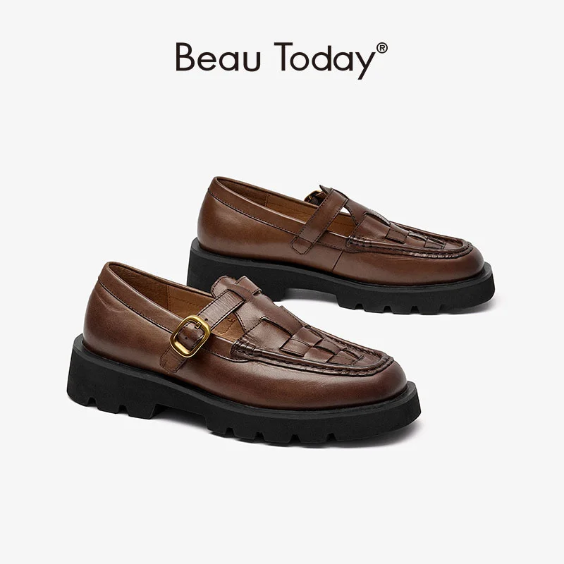 Platform Women Genuine Cow Leather Mary Jane Weave Design Metal Buckle T-bar Strap Ladies Casual Shoes Handmade 28460 
Platform Women Genuine Cow Leather Mary Jane Weave Design Metal Buckle T-bar Strap Ladies Casual Shoes Handmade 28460