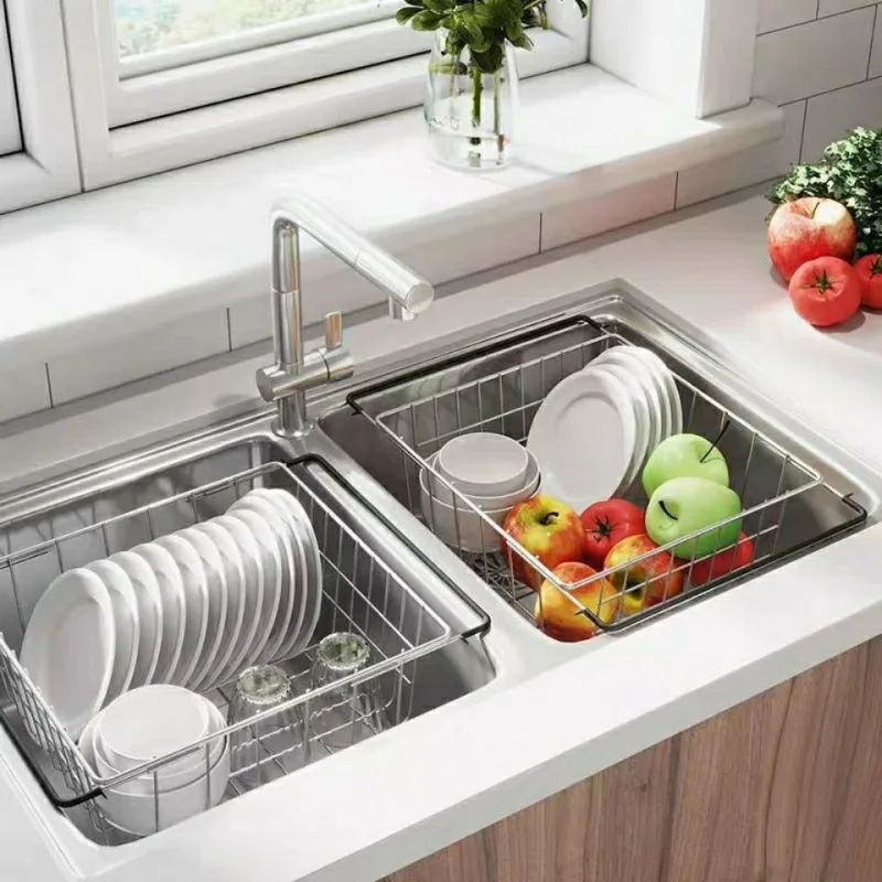 Adjustable Utensils Holder Steel Sink Fruit Drain Drainer Dish Drying Basket Layer Stainless Kitchen Storage Rack Single Bowl
Adjustable Utensils Holder Steel Sink Fruit Drain Drainer Dish Drying Basket Layer Stainless Kitchen Storage Rack Single Bowl