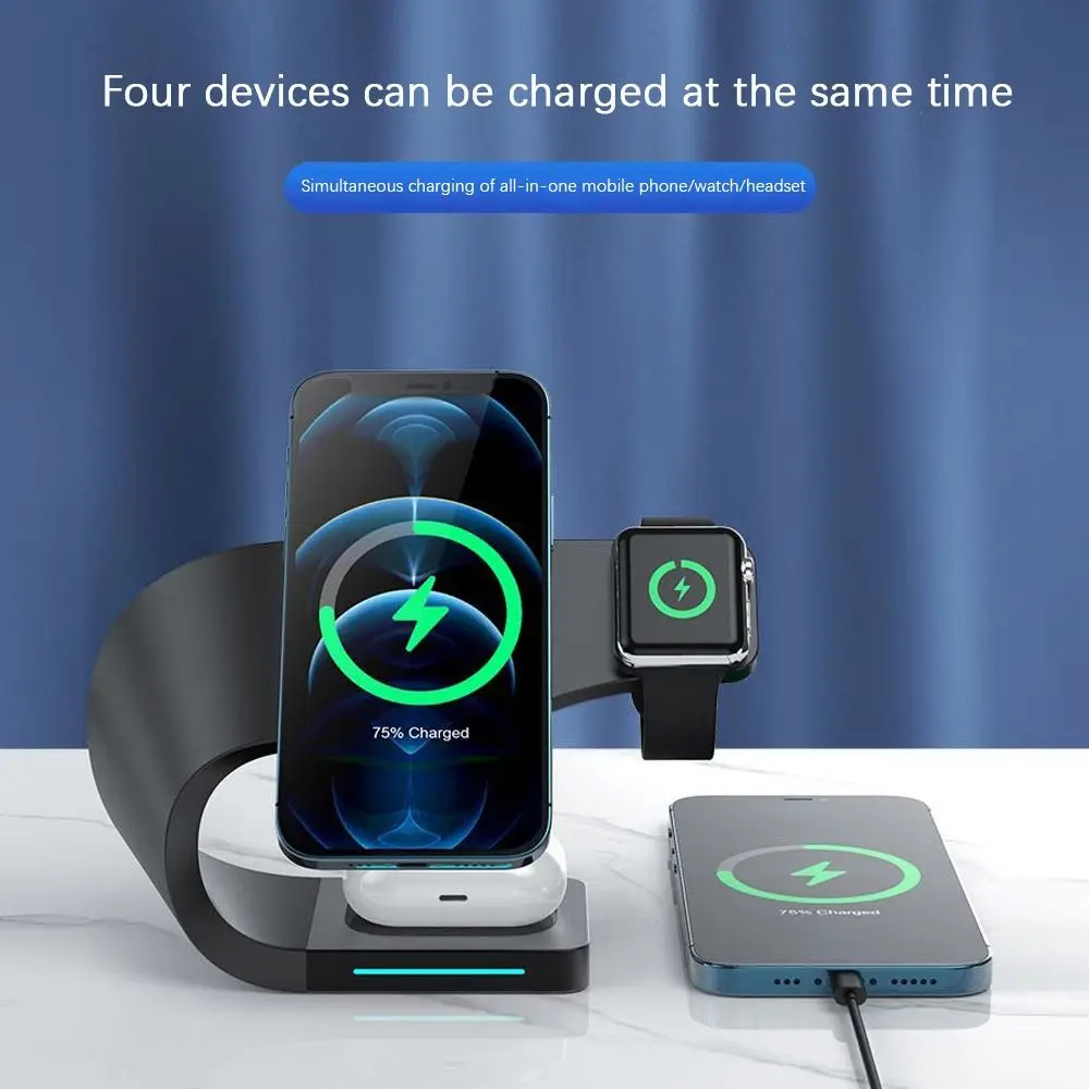 

4 in 1 Stand Charging Cradle Charging Dock Wireless Charger Watch Holder For iPhone/Iwatch/Airpod Phone Chargers