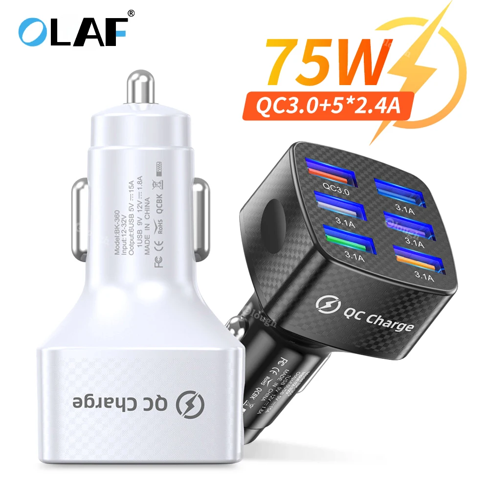 Olaf 75 Вт 6 USB Автомобильное зарядное устройство Тип C Быстрая зарядка зарядное устройство для телефона QC 3,0 для iPhone Samsung xiaomi портативное зарядн...
Olaf 75 Вт 6 USB Автомобильное зарядное устройство Тип C Быстрая зарядка зарядное устройство для телефона QC 3,0 для iPhone Samsung xiaomi портативное зарядн...