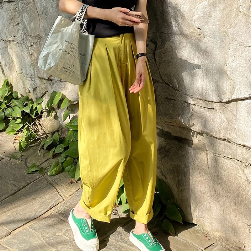 2022 Spring Summer New Korea Fashion Women High Waist Ankle-length Wide Leg Pants All-matched Casual Solid Loose Pants C414
2022 Spring Summer New Korea Fashion Women High Waist Ankle-length Wide Leg Pants All-matched Casual Solid Loose Pants C414