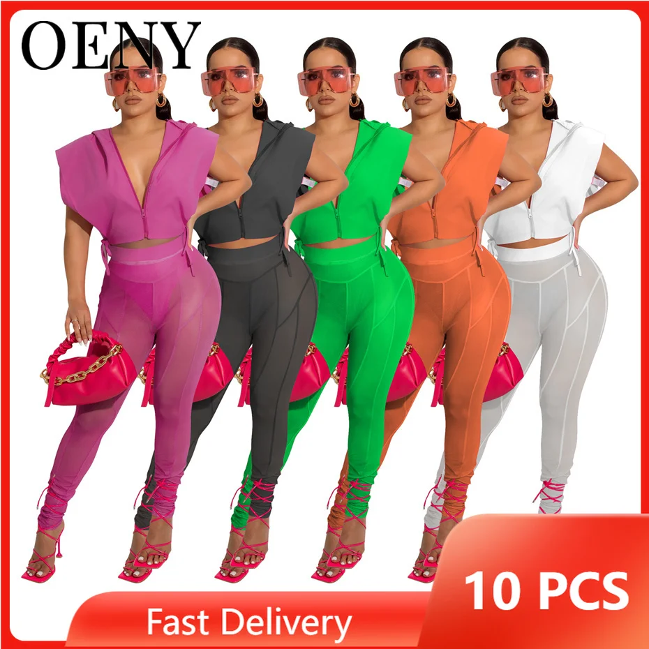 Lapel Solid Color Zipper Coat with Hat Mesh Splicing Perspective Trousers 2Piece Set 2022 Summer Wholesale Items Bulk Lots O9149
Lapel Solid Color Zipper Coat with Hat Mesh Splicing Perspective Trousers 2Piece Set 2022 Summer Wholesale Items Bulk Lots O9149