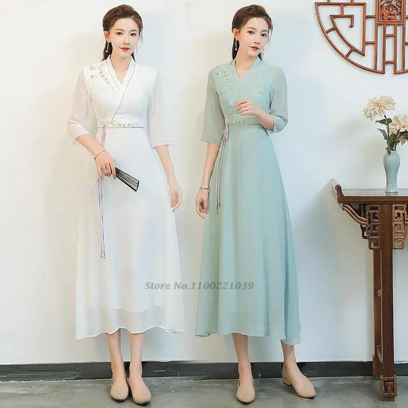 2023 chinese improved hanfu dress ancient elegant flower embroidery dance dress national oriental evening party dress hanfu
2023 chinese improved hanfu dress ancient elegant flower embroidery dance dress national oriental evening party dress hanfu