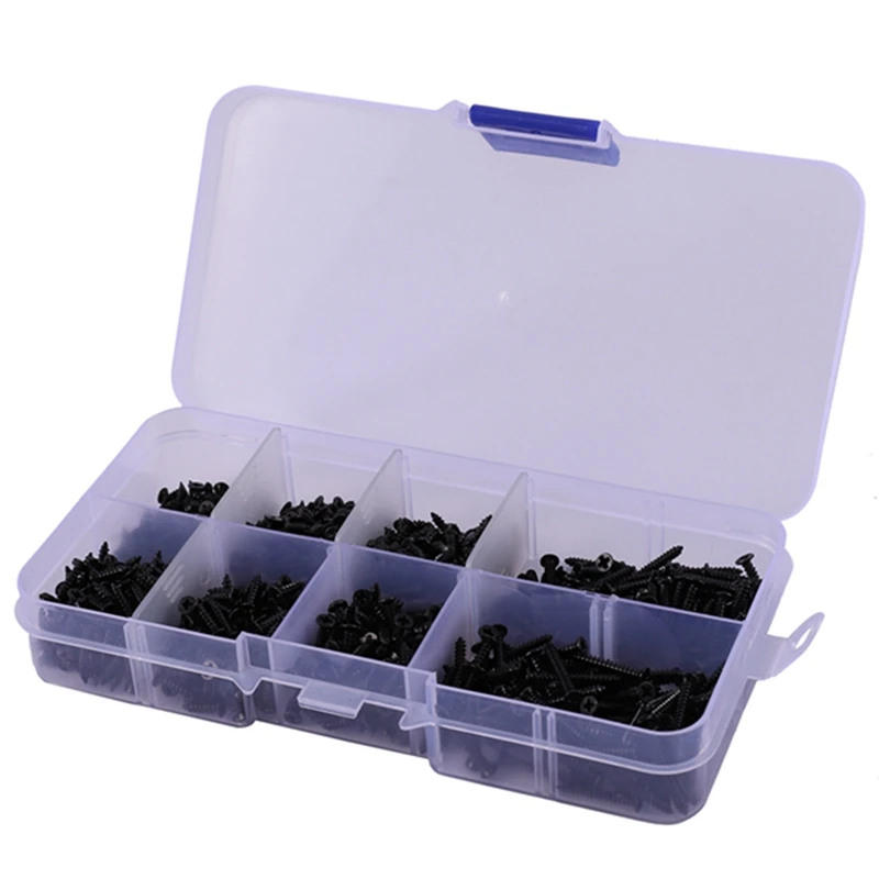 800Pcs/Lot M2 Cross Screws Self Tapping Screws Carbon Steel Countersunk Flat Cross Head Screw Bolt Set Assortment Kit Black
800Pcs/Lot M2 Cross Screws Self Tapping Screws Carbon Steel Countersunk Flat Cross Head Screw Bolt Set Assortment Kit Black
