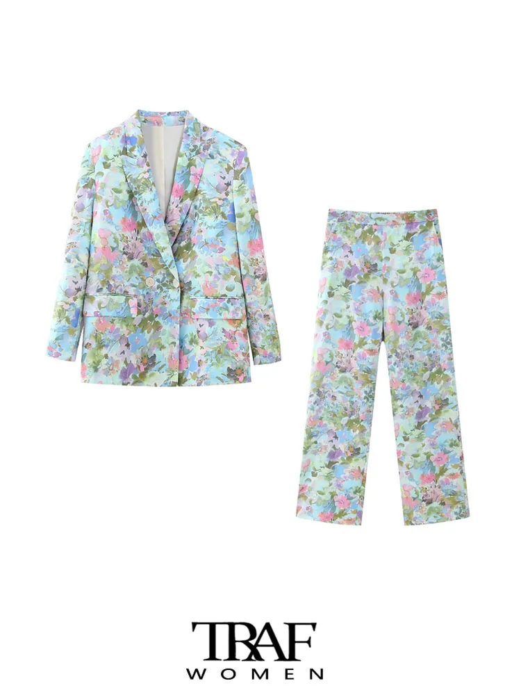 TRAF Women Fashion Front Button Floral Print Blazer Coat And High Waist Back With Elastic Pants Female Two Piece Sets Mujer
TRAF Women Fashion Front Button Floral Print Blazer Coat And High Waist Back With Elastic Pants Female Two Piece Sets Mujer