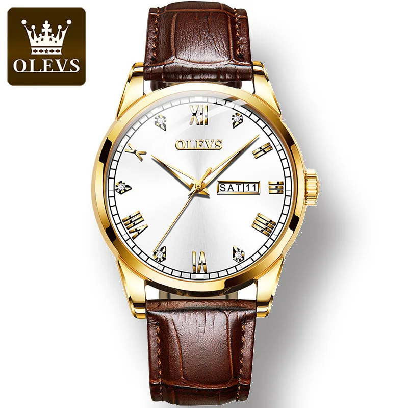 OLEVS 6896 Waterproof Great Quality Dual Calendar Men Wristwatch Quartz Fashion Genuine Leather Strap Watches for Men Luminous
OLEVS 6896 Waterproof Great Quality Dual Calendar Men Wristwatch Quartz Fashion Genuine Leather Strap Watches for Men Luminous