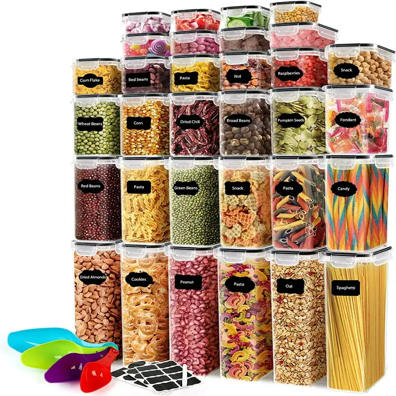 Stylish 32-Piece BPA Free Plastic Food Storage Container Set with Lids, Labels, Marker & Spoon – Great for Kitchen Pantry Orga
Stylish 32-Piece BPA Free Plastic Food Storage Container Set with Lids, Labels, Marker & Spoon – Great for Kitchen Pantry Orga