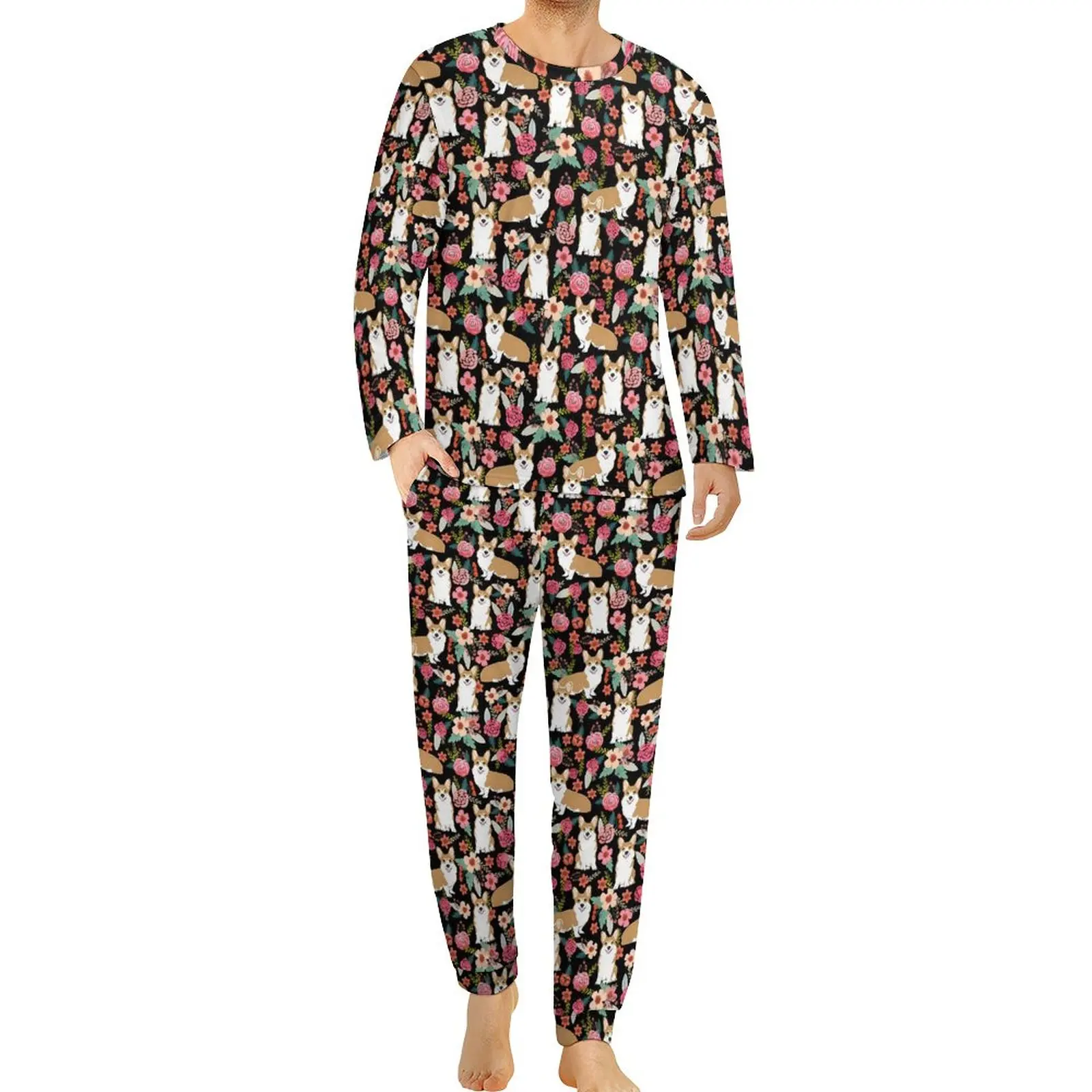 Corgi Floral Print Pajamas Autumn 2 Pieces Cute Animal Soft Pajama Sets Men Long Sleeves Casual Design Sleepwear Big Size 5XL
Corgi Floral Print Pajamas Autumn 2 Pieces Cute Animal Soft Pajama Sets Men Long Sleeves Casual Design Sleepwear Big Size 5XL