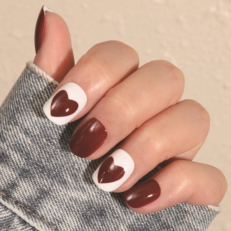 24Pcs False Nails red short peach heart Artificial Fake Nails Full Cover Nail Tips nails press on
24Pcs False Nails red short peach heart Artificial Fake Nails Full Cover Nail Tips nails press on