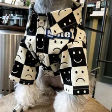 Printing smiley face Dog Clothes Shirt black white Pet Clothing Fashion Cute Casual Dogs Trendy Spring Summer Girls Wholesale
