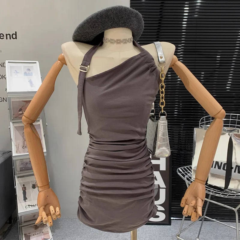 Halter sling Dress Gentle Sexy Pleated Wrapped Hip Short Dress Women's Summer Design vestidos elegantes para mujer
Halter sling Dress Gentle Sexy Pleated Wrapped Hip Short Dress Women's Summer Design vestidos elegantes para mujer