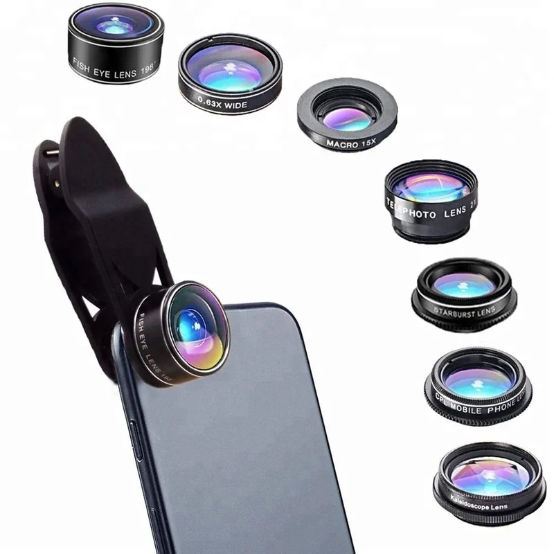 Universal Clip 7 in 1 Wide Angle Macro Telescope Lens Kit for Mobile Camera Lens
Universal Clip 7 in 1 Wide Angle Macro Telescope Lens Kit for Mobile Camera Lens