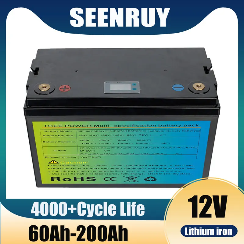 SEENRUY Batterie Lifepo4 12V 20AH 50AH 100AH 150AH 200AH Lithium Battery with Bluetooth BMS Deep Cycle for Solar Power System
SEENRUY Batterie Lifepo4 12V 20AH 50AH 100AH 150AH 200AH Lithium Battery with Bluetooth BMS Deep Cycle for Solar Power System