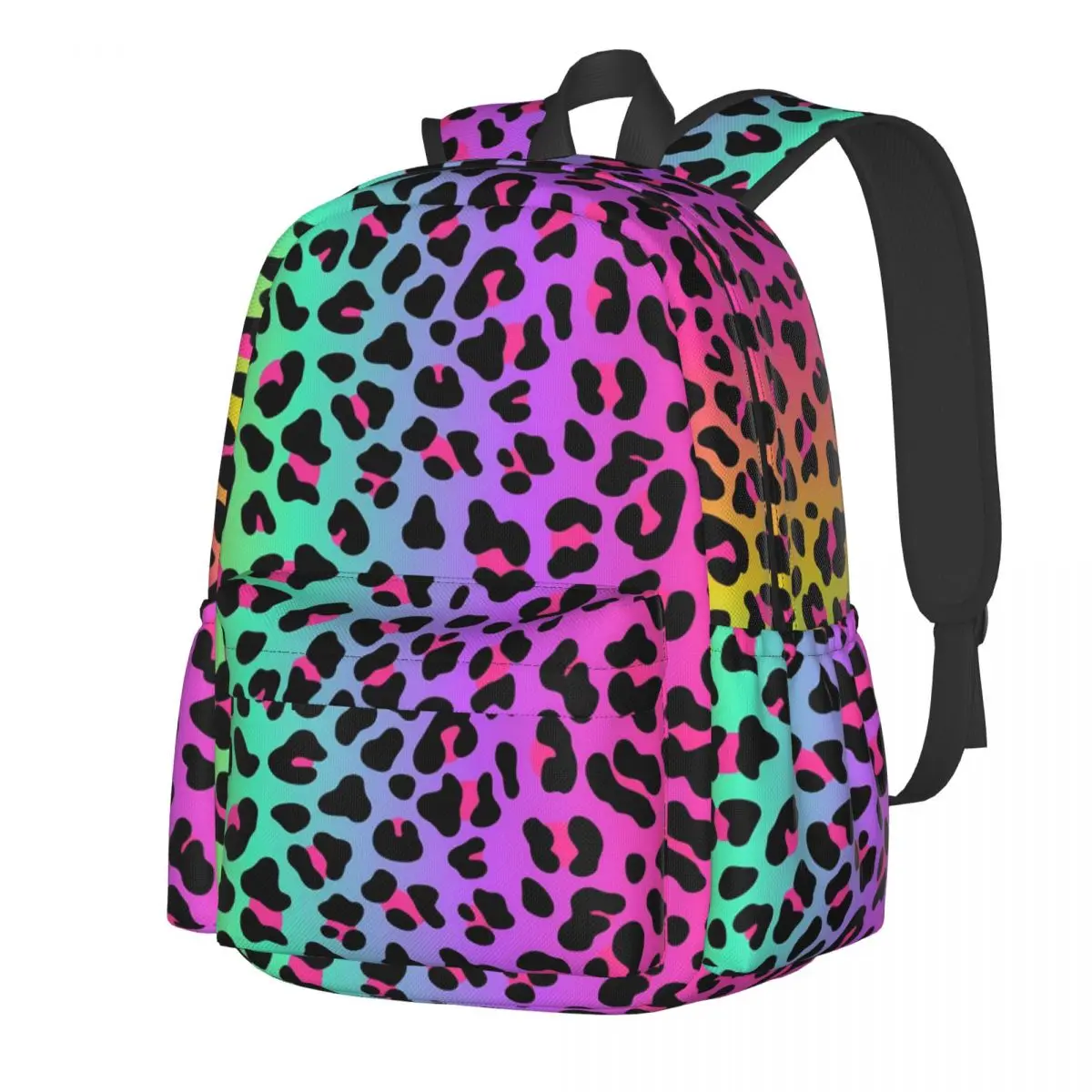 

Rainbow Leopard Backpack Cheetah Neon Print Sport Backpacks Men Designer Lightweight High School Bags Modern Rucksack