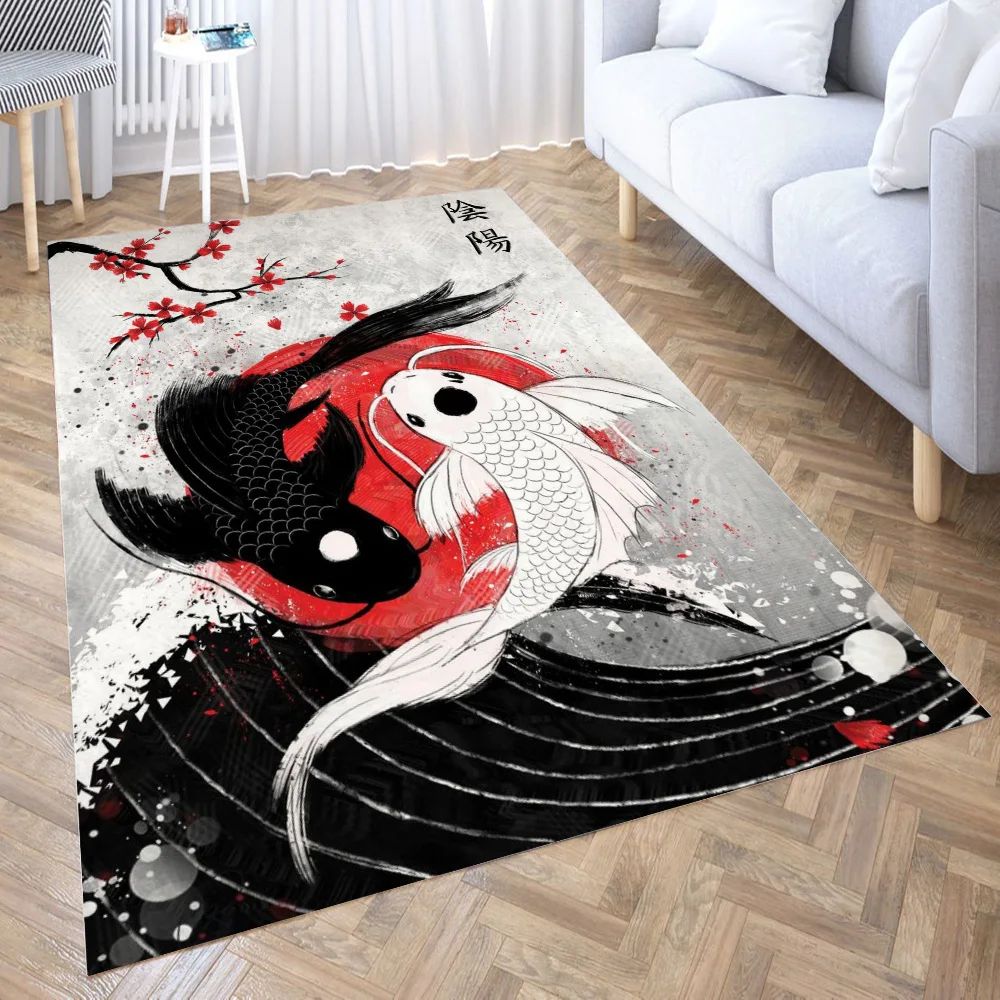 Ковры Koi Fish Yin Yang RubyAr для гостиной спальни большие нескользящие коврики коврик с 3D