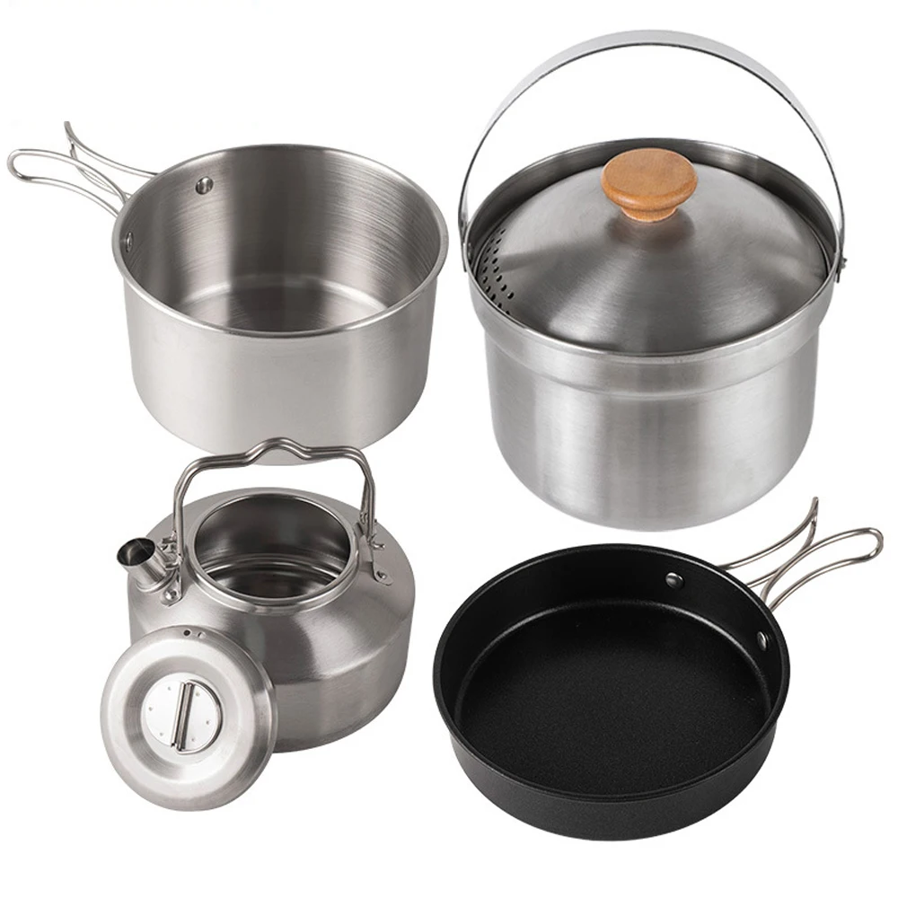 Camping Hiking Cookware Set Outdoor Portable Picnic Cookware Kit Stainless Steel Pot Frying Pan Kettle Travel Cooking Accessory
Camping Hiking Cookware Set Outdoor Portable Picnic Cookware Kit Stainless Steel Pot Frying Pan Kettle Travel Cooking Accessory