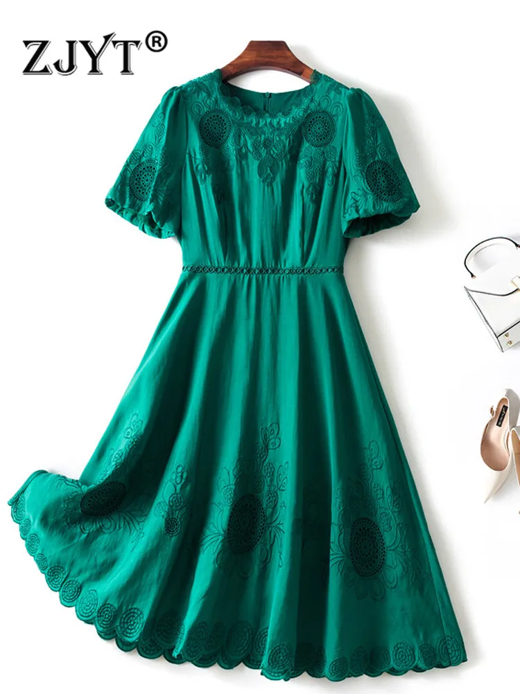 ZJYT Luxury Designer Hollow Out Embroidery Summer Dress Women 2022 Fashion Clothes Short Sleeve Vintage Elegant Vestidos Casual
ZJYT Luxury Designer Hollow Out Embroidery Summer Dress Women 2022 Fashion Clothes Short Sleeve Vintage Elegant Vestidos Casual