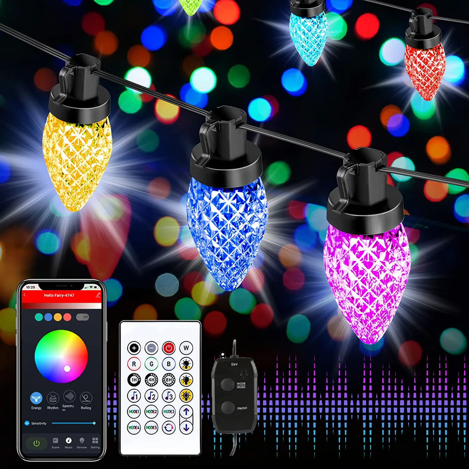 C9 Strawberry Twinkly Light Bluetooth APP LED Outdoor Waterproof String Lights RGB Garland Christmas Lamp for Garden Decoration
C9 Strawberry Twinkly Light Bluetooth APP LED Outdoor Waterproof String Lights RGB Garland Christmas Lamp for Garden Decoration