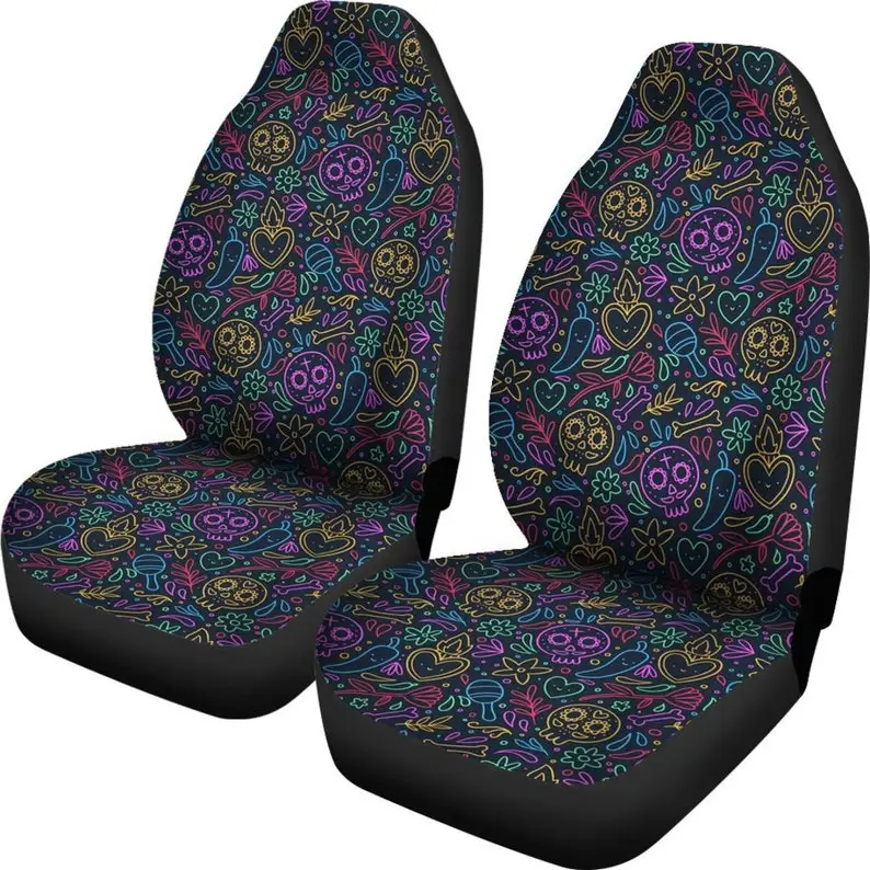 Die De Muartas Car Seat Covers (Set Of 2) - Universal Front Car and Suv Seat Covers - Sugar Skulls - Car Accessory
Die De Muartas Car Seat Covers (Set Of 2) - Universal Front Car and Suv Seat Covers - Sugar Skulls - Car Accessory