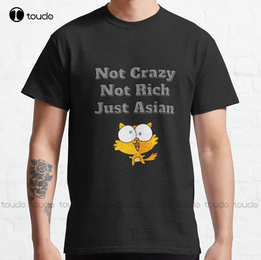 

Классическая женская футболка с надписью Not Crazy Not Rich Just Asia, женские футболки с графическим принтом, дышащая хлопковая ретро-футболка с цифровой печатью