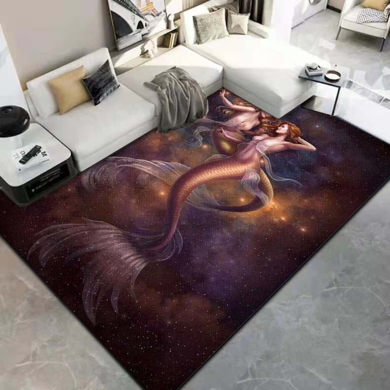 

The Mermaid Princess constellation Carpet Living Room Decoration Bedroom Parlor Table Area Rug Mat Soft Flannel Large Rugs
