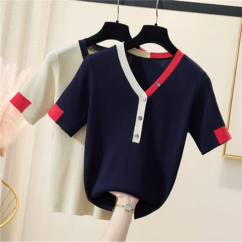 T-shirt femme 2022 new summer pure cotton top women round neck pullover short sleeve pure color knit sweater size 4XL tees hot
T-shirt femme 2022 new summer pure cotton top women round neck pullover short sleeve pure color knit sweater size 4XL tees hot
