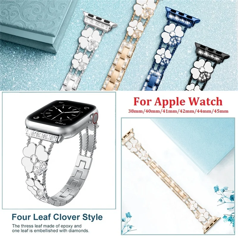 Diamond Four Leaf Clover Stainless Steel Strap for Apple Watch Series 7 6 5 4 SE 3 2 1Metal Watch Wristband for iWatch
Diamond Four Leaf Clover Stainless Steel Strap for Apple Watch Series 7 6 5 4 SE 3 2 1Metal Watch Wristband for iWatch