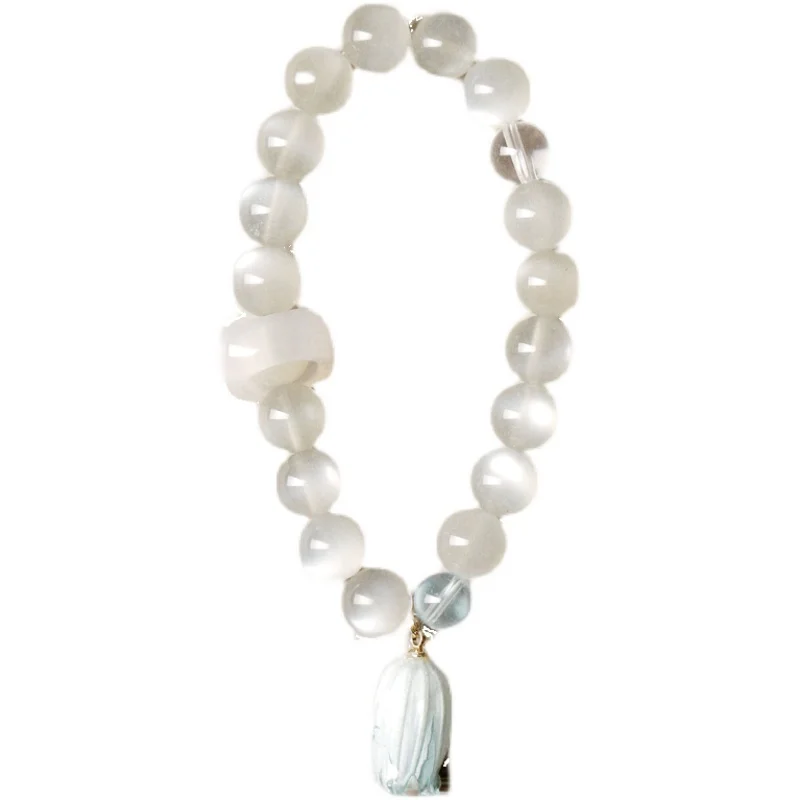 Простой чистый натуральный белый браслет из лунного камня Женский Летний изысканный подарок
Простой чистый натуральный белый браслет из лунного камня Женский Летний изысканный подарок