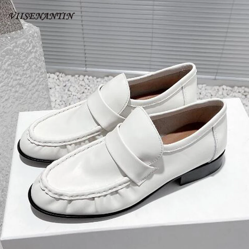 Женские лоферы на маленьком квадратном каблуке, удобные универсальные плиссированные мюли из натуральной кожи без застежек, Осенняя обувь
Женские лоферы на маленьком квадратном каблуке, удобные универсальные плиссированные мюли из натуральной кожи без застежек, Осенняя обувь