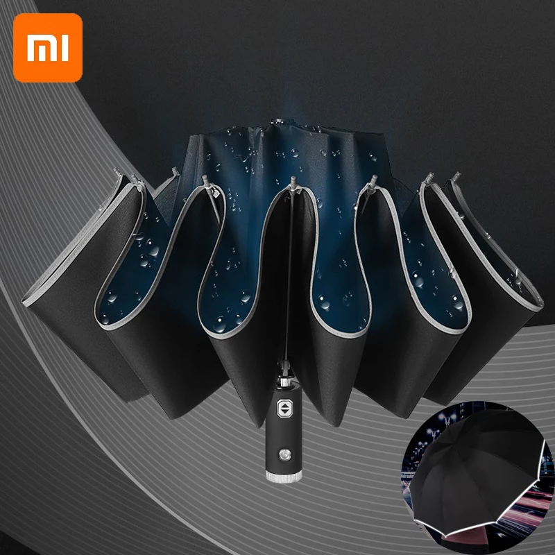 Xiaomi Automatic Folding Umbrellas Ten-bones LED Vinyl Umbrella with Light Three-folding Anti UV Business Reverse Umbrella
Xiaomi Automatic Folding Umbrellas Ten-bones LED Vinyl Umbrella with Light Three-folding Anti UV Business Reverse Umbrella