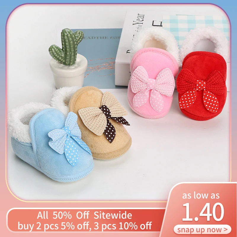Winter Newborn Shoes Bow Baby Soft Anti-slip Booties For Girl Boy Infant Thick Warm Snow Boots Solid Plush Toddler First Walkers
Winter Newborn Shoes Bow Baby Soft Anti-slip Booties For Girl Boy Infant Thick Warm Snow Boots Solid Plush Toddler First Walkers