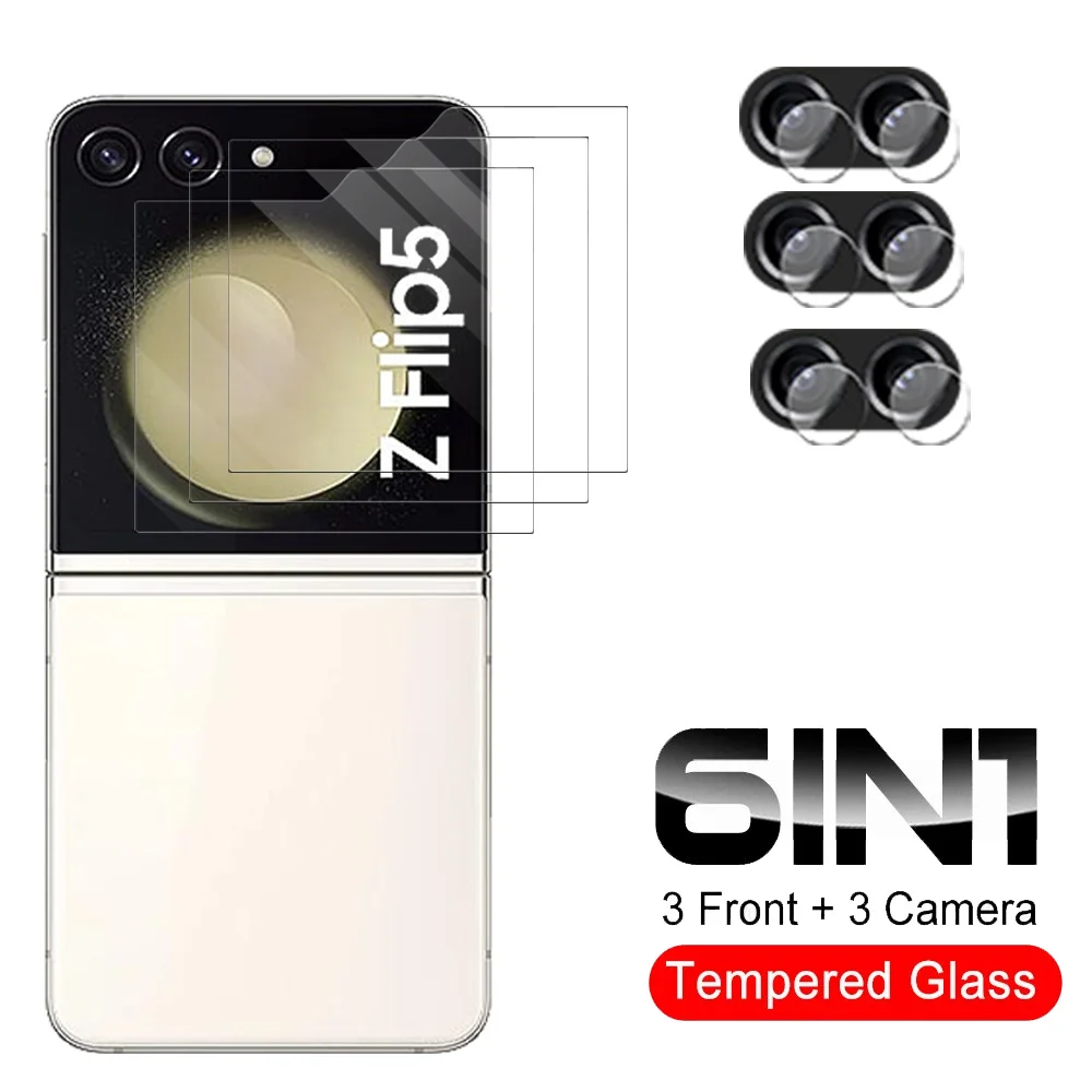 

Закаленное стекло 6 в 1 для камеры Samsung Galaxy Z Flip5, защитное стекло для задней панели экрана Samsung Z Flip ZFlip 5 ZFlip5