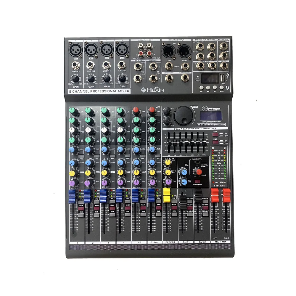 Professional 8 Channel digital mezclador de audio DJ console mixing sound studio master mixer
Professional 8 Channel digital mezclador de audio DJ console mixing sound studio master mixer