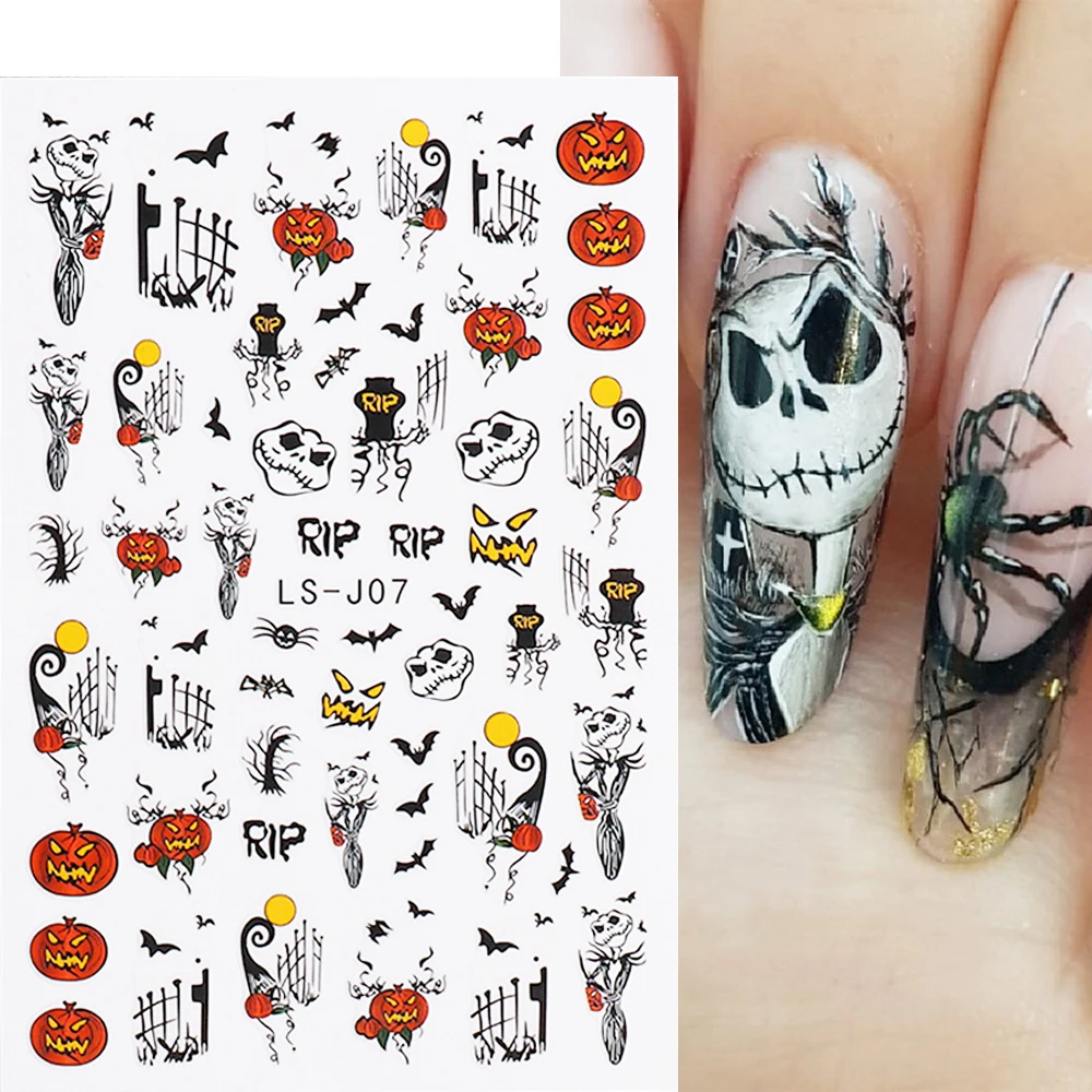 Halloween Nail Art 3D Nightmare Before Christmas Stickers Horror Decor Skull Spider Nail Sliders Eyes Blood Drips Decals NTLS-J
Halloween Nail Art 3D Nightmare Before Christmas Stickers Horror Decor Skull Spider Nail Sliders Eyes Blood Drips Decals NTLS-J