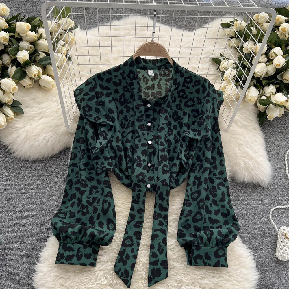 Retro Leopard Print Women Shirt 2022 New Spring Autumn Design Bow Lantern Sleeve All-match Full Sleeve Chiffon Blouses Top
Retro Leopard Print Women Shirt 2022 New Spring Autumn Design Bow Lantern Sleeve All-match Full Sleeve Chiffon Blouses Top