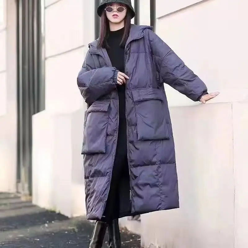 Korean Long Down Jacket Women's 2022 New Winter White Duck Down Knitted Female Warm Hooded Thickened Solid Overcoat Q139
Korean Long Down Jacket Women's 2022 New Winter White Duck Down Knitted Female Warm Hooded Thickened Solid Overcoat Q139