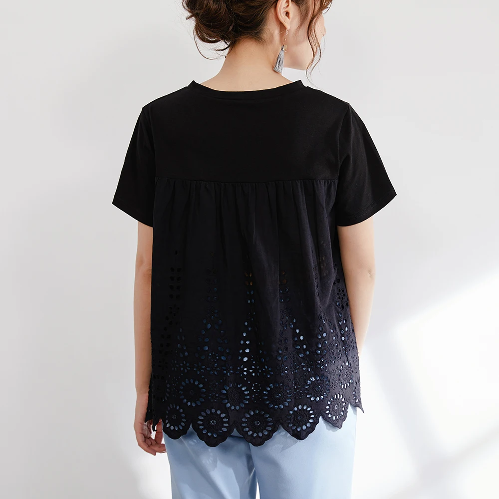 Women Summer Hollow Out Black T-Shirt Fashion Chic Girl Sweet Straight Tees Fashion Young Kawaii Student Tops OL Streetwear
Women Summer Hollow Out Black T-Shirt Fashion Chic Girl Sweet Straight Tees Fashion Young Kawaii Student Tops OL Streetwear