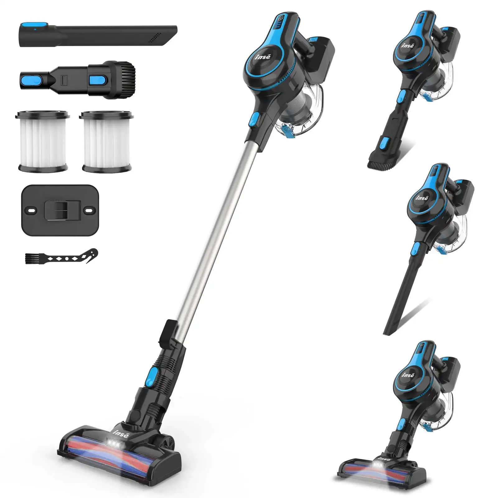 

Cordless Vacuum Cleaner, 6 in 1 Powerful Suction Lightweight Stick Vacuum with 2200mAh Rechargeable Battery, up to 45min Runtime