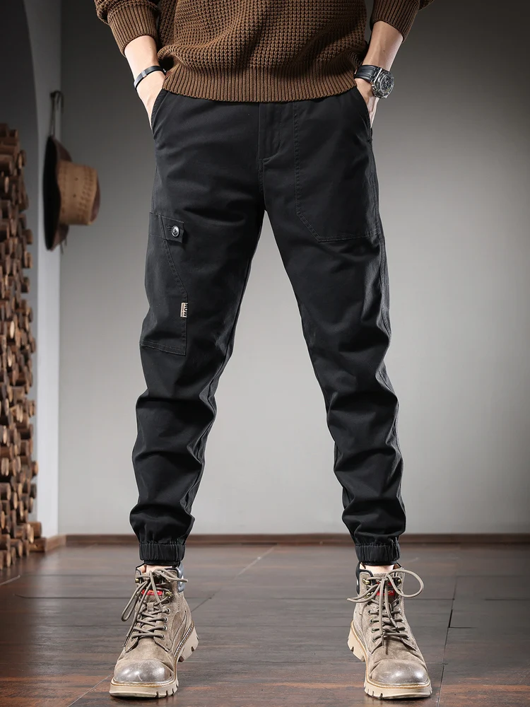 Autumn Cotton Casual Pants Men Black Cargo Pants Fashion Korean Style Slim Fit Trousers
Autumn Cotton Casual Pants Men Black Cargo Pants Fashion Korean Style Slim Fit Trousers