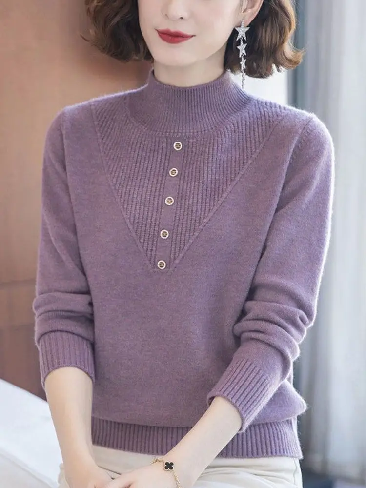 New Fashion Half High Neck Sweater Women's Autumn And Winter Wear With Knitted Top
New Fashion Half High Neck Sweater Women's Autumn And Winter Wear With Knitted Top
