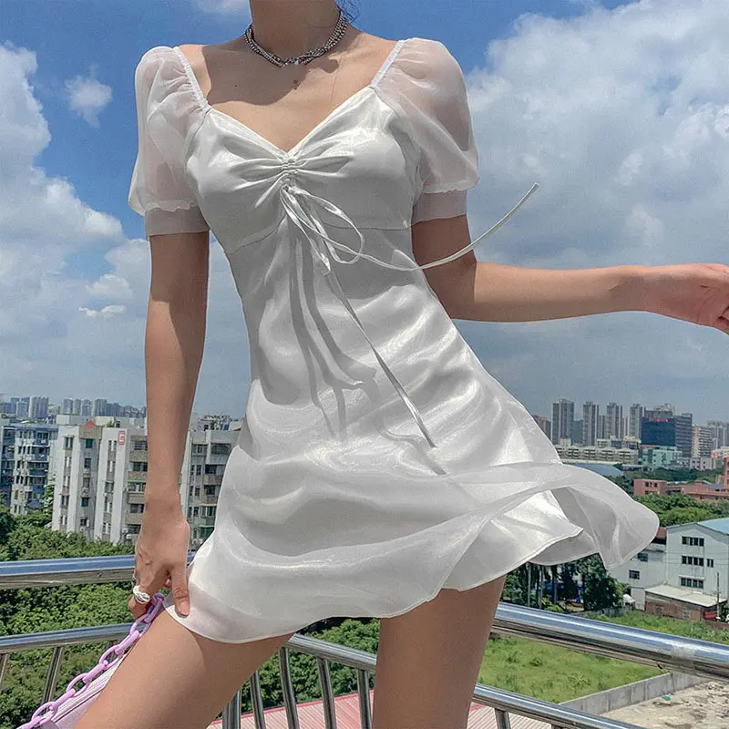Fairy White Dress Women Summer Mini Dress Harajuku Korean Style Sexy Short Sleeve Casual Cute Kawaii Sundress
Fairy White Dress Women Summer Mini Dress Harajuku Korean Style Sexy Short Sleeve Casual Cute Kawaii Sundress