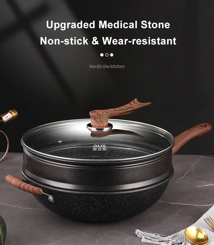 Maifan stone non-stick pot household flat-bottomed frying pan iron pot induction cooker universal pot with steamer lid
Maifan stone non-stick pot household flat-bottomed frying pan iron pot induction cooker universal pot with steamer lid