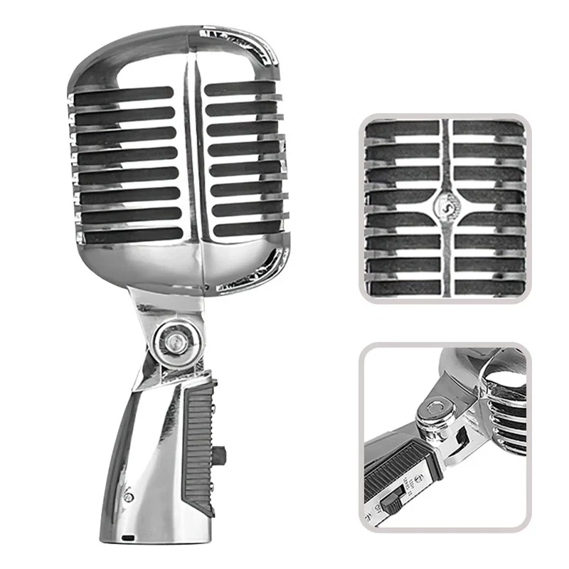 Metal Vintage Microphone for SHURE 55SH Simulation Classic Retro Dynamic Vocal Mic Universal Stand for Live Performance Karaoke
Metal Vintage Microphone for SHURE 55SH Simulation Classic Retro Dynamic Vocal Mic Universal Stand for Live Performance Karaoke