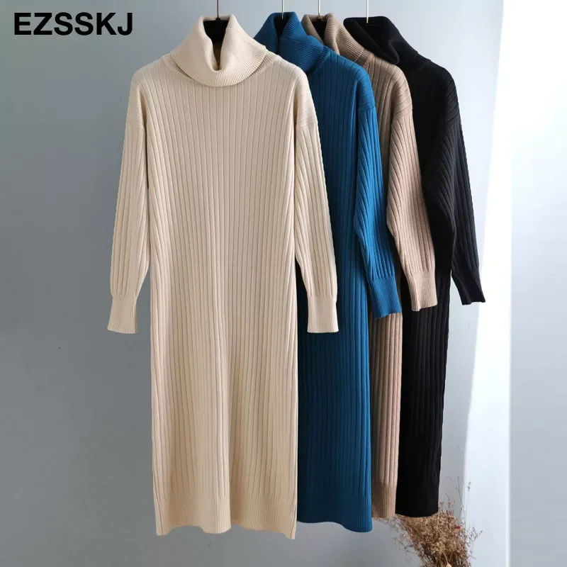 Autumn Winter Long highneck straight sweater Dress Women Casual oversize Sweater Dresses maix THICK basic Knit Dress
Autumn Winter Long highneck straight sweater Dress Women Casual oversize Sweater Dresses maix THICK basic Knit Dress