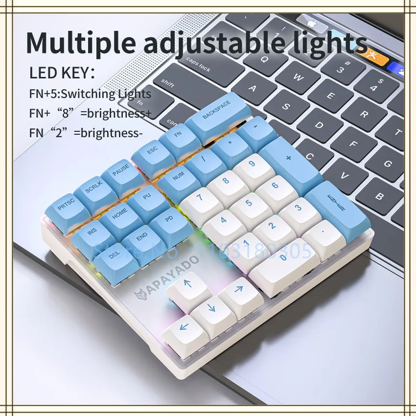 

33 клавиши, Проводная Механическая цифровая клавиатура с многоцветной подсветкой, подходит для финансов, бизнеса, цифровая клавиатура ноутбука