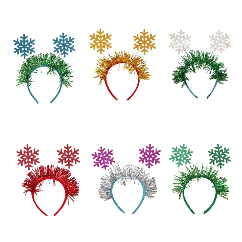 

M2EA Рождество обруч на голову со снежинками Рождественский обруч для волос Новогодняя повязка на голову блестки Новогодняя вечеринка Prop Christmas повязка на голову с блестками