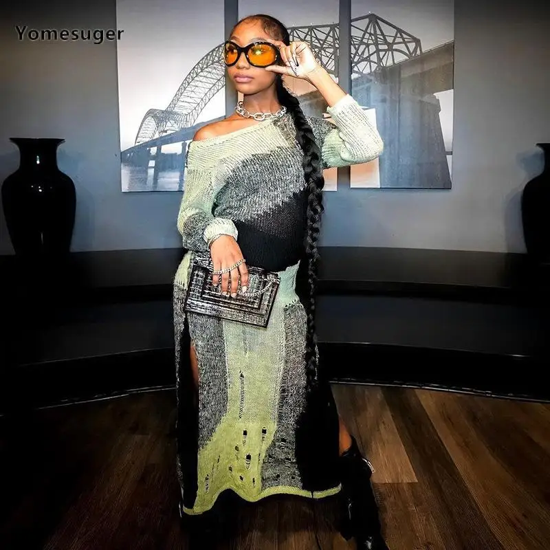 Yomesuger Knitted Panelled Maxi Dresses Women Hipster O-Neck Full Sleeve Side Split Bodycon Dress Fall 2023 Harajuku Streetwear
Yomesuger Knitted Panelled Maxi Dresses Women Hipster O-Neck Full Sleeve Side Split Bodycon Dress Fall 2023 Harajuku Streetwear