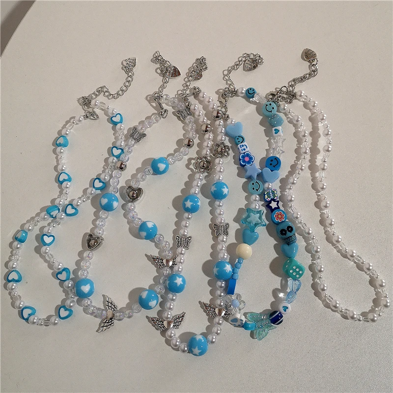 2023 Goth Harajuku Cute Y2k Aesthetic Blue Acrylic Resin Heart Star Pearl Wings Beaded Choker Necklace For Women Egirl Jewelry
2023 Goth Harajuku Cute Y2k Aesthetic Blue Acrylic Resin Heart Star Pearl Wings Beaded Choker Necklace For Women Egirl Jewelry